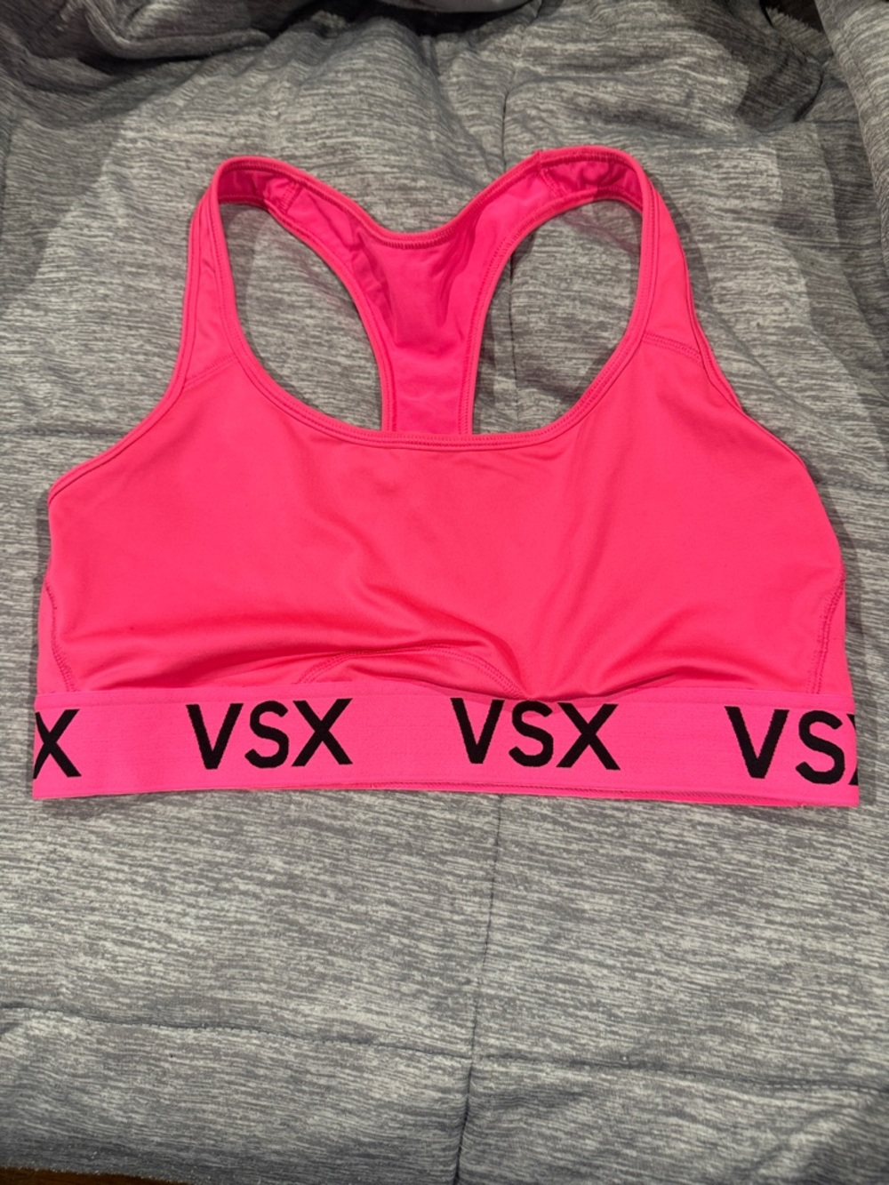 VSX Neon Pink Racerback Sports Bra with Branded Elastic Band